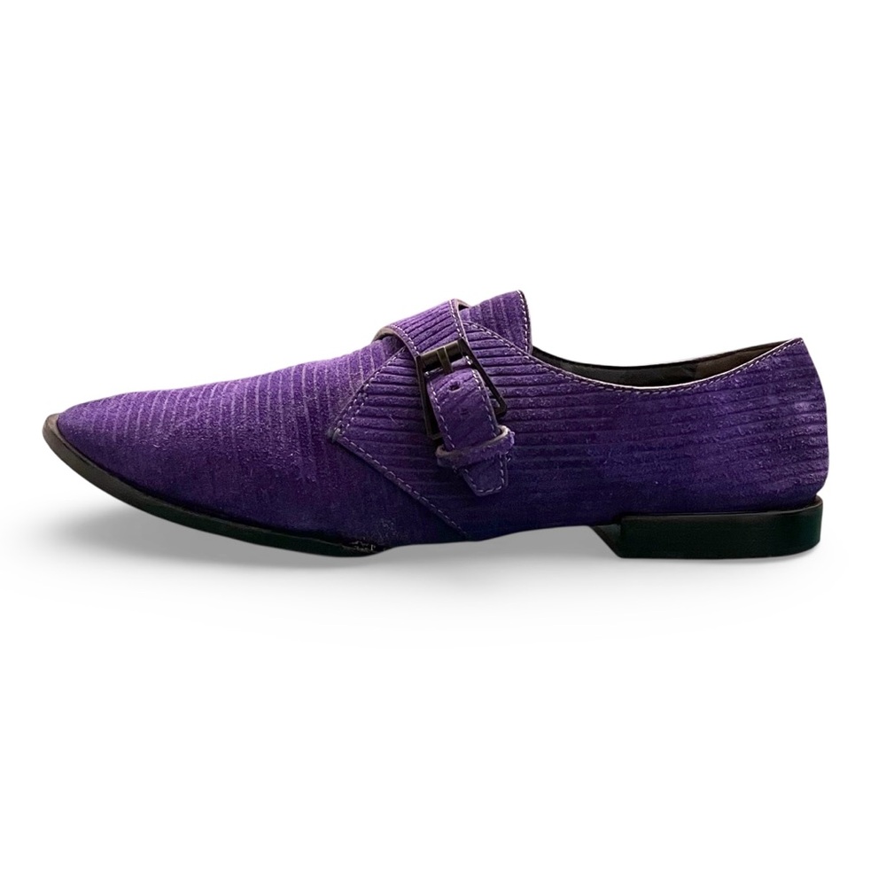 Alexander Wang Ruby Purple Corduroy Suede Monk Strap Buckle Brogues 8 - Picture 5 of 11